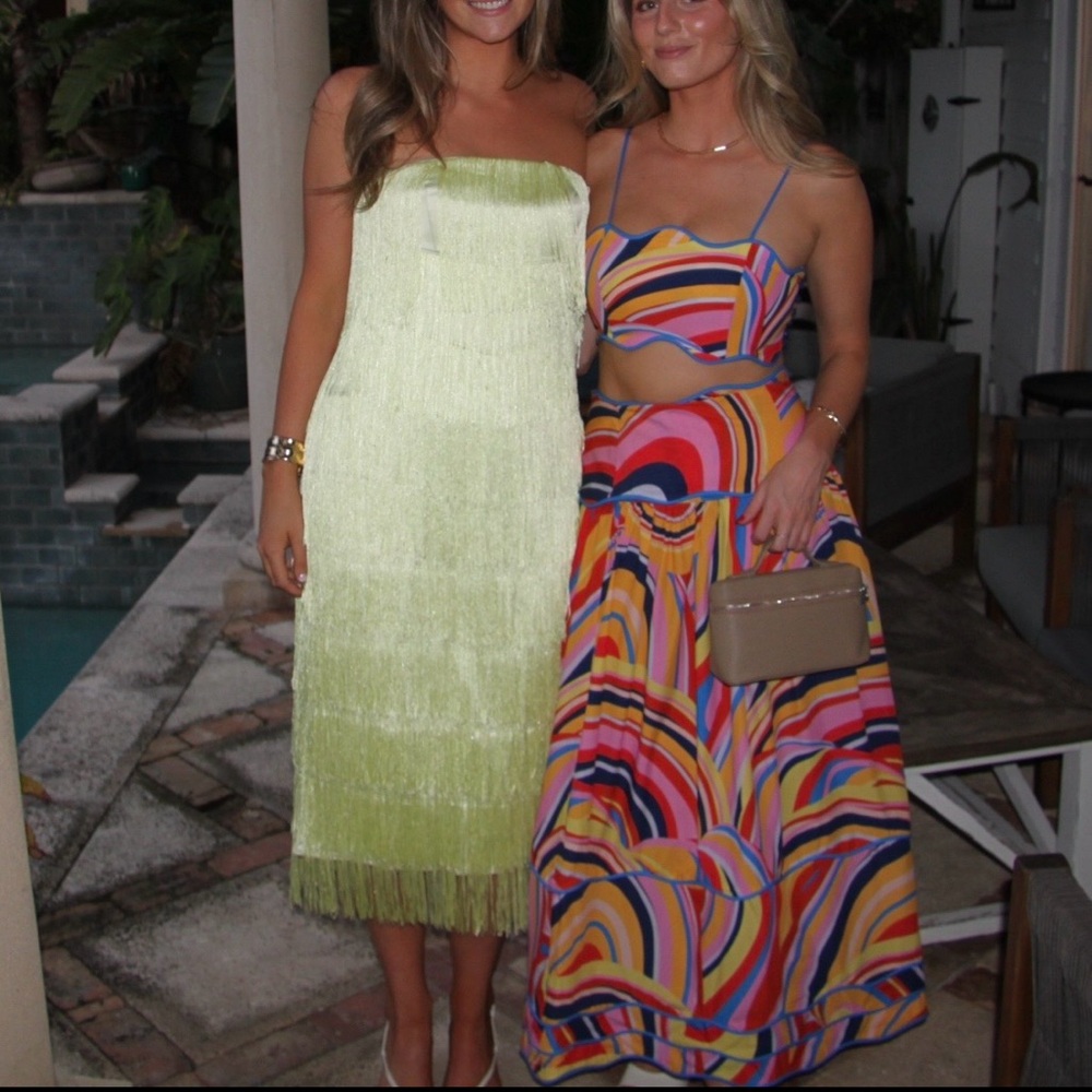 House of Harlow 1960 - Marquise Fringe Midi Dress in Green - Picture 4 of 5